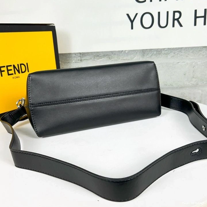Cheap HOT ROMA Leather By Calf Way The Medium In Boston Black Bag Logo Fendi 0714